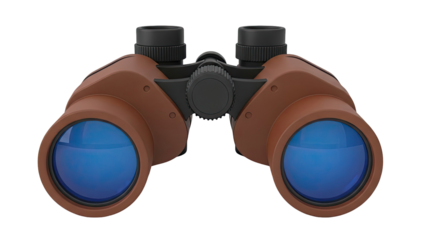 Brown Binoculars with Blue Lenses