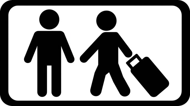 Pictogram indicates area for arriving or departing passengers with baggage
