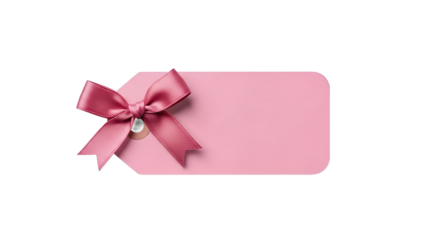 Pink gift tag with satin bow and round pearl embellishment  