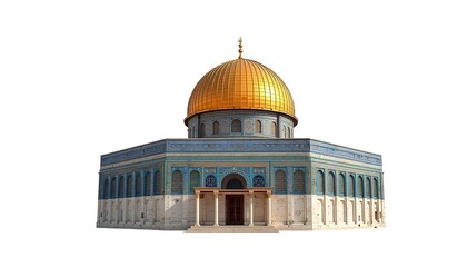 Obraz premium a clear, isolated view of the Dome of the Rock against a plain white background.