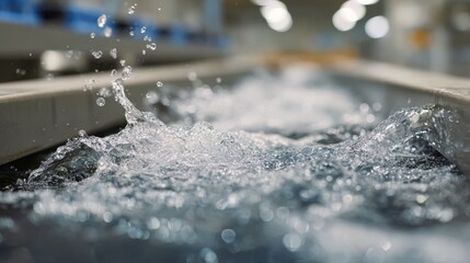 Medium shot featuring a chemicalfree water recycling system reprocessing wash water naturally for repeated use emphasizing green technology in laundry operations.