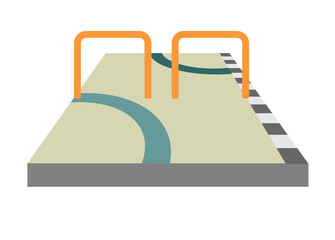 Sidewalk with fence bollards. Simple flat illustration in perspective view.