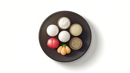 Healthy Food Ingredients Arranged on Dark Plate