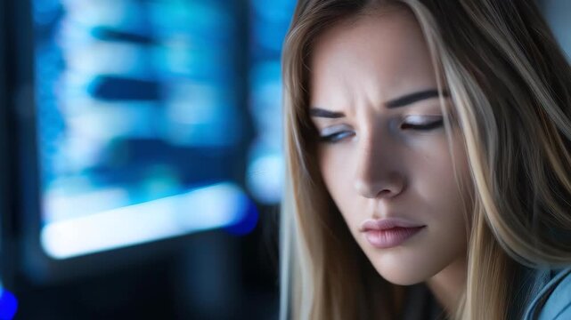Contemplative Gaze: A captivating portrait of a woman lost in thought, her eyes gently lowered, revealing a moment of introspection and contemplation.