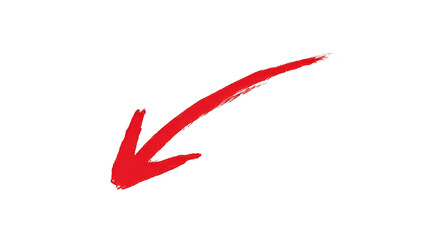 Red hand-drawn arrow symbol, artistic brushstroke style, used for pointing, direction, or emphasis. Isolated on white background, vector illustration element.