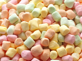 Tokyo,Japan - January 8, 2026: Closeup of piles of marshmallow 