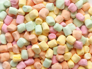 Tokyo,Japan - January 8, 2026: Closeup of piles of marshmallow 