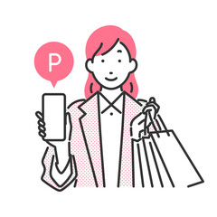 スマホ決済でショッピングをしている女性