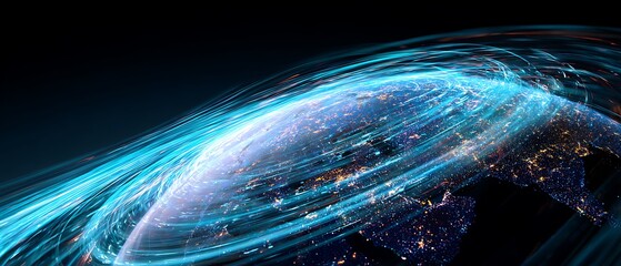 networks and financial data connections around the world, representing a modern cashless economy, secure transactions, and global financial technology.