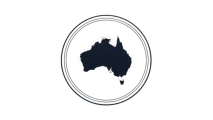 Australia map in circle frame graphic element
