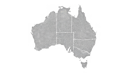Australia map made of small dots on white background