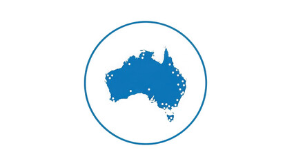 Australia map with dots in blue circle