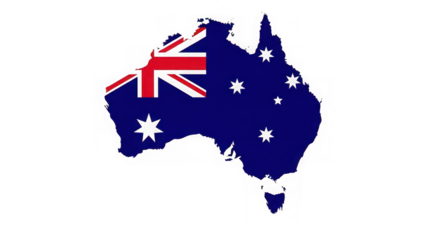 Australia map with national flag design one country