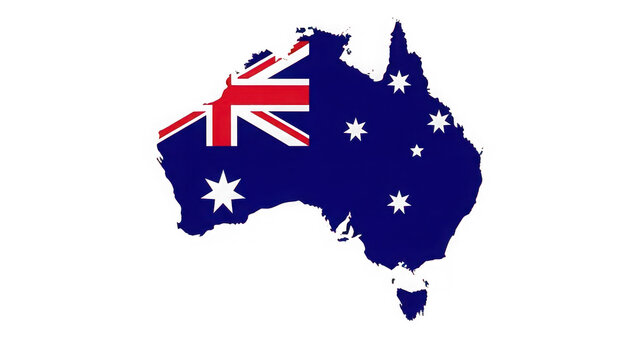 Australia map with national flag design one country