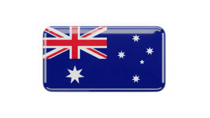 Australian flag on shiny metal badge  national symbol of Australia