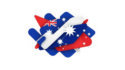Australian flag ribbons crossed with white sash