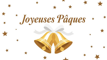 Golden Easter Bells with White Ribbon and Stars Decoration