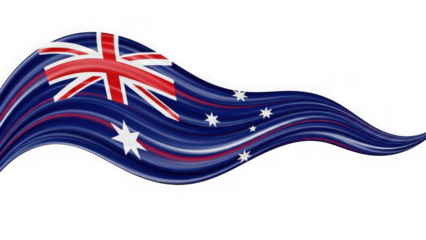Australian flag waving with white background