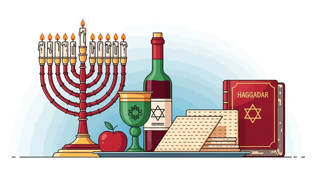 Jewish Symbols and Objects for Passover Seder Celebration, Passover Holiday