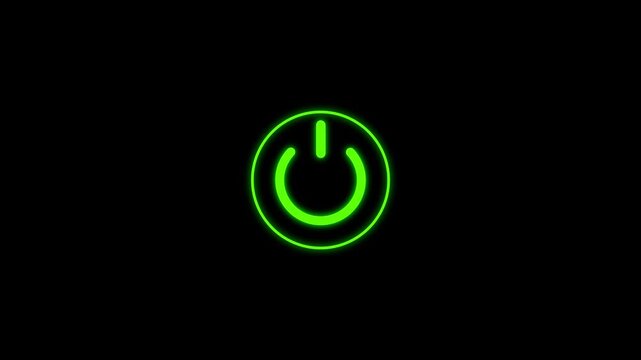 Abstract power button animation. Startup power button icon.  Power button turning on and on and off animation. Power switch symbol.