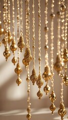 Gold Beaded Hanging Decor with Soft Luxury Background