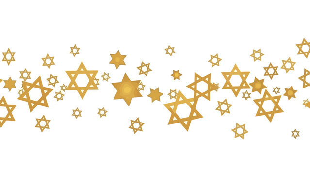 Scattered Golden Star of David Patterns on a White Background
