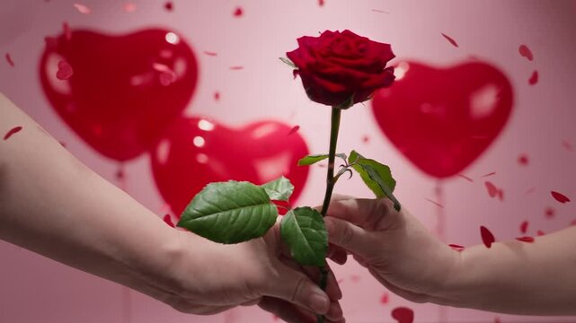 A Romantic Exchange of Red Roses