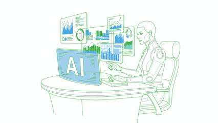 Man Working on AI Project on Computer.