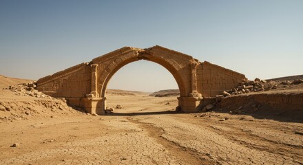 Ancient stone archway in the desert