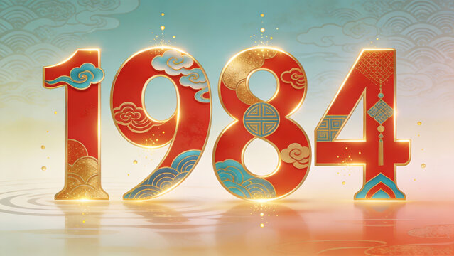 1984 Golden Red Chinese New Year Art Design
