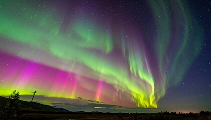 Spectacular Aurora Borealis Display - A Symphony of Colors in the Night Sky.