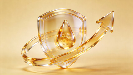 Transparent Shield with Oil Drop and Growth Arrow