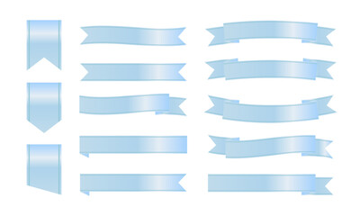 爽やかなライトブルー配色のリボンバナー集｜清潔感のある見出し・ラベル装飾 © GoodLuckDesigns