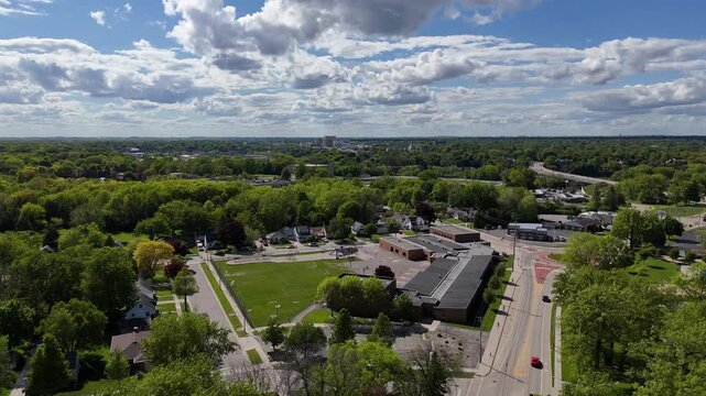 Aerial of Appleton Wisconsin on sunny Summer Day.  Shot on DJI Mini 4 Pro.