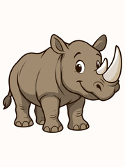 Naklejka premium Cute Cartoon Rhino Illustration