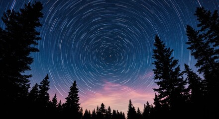 Aurora borealis over forest