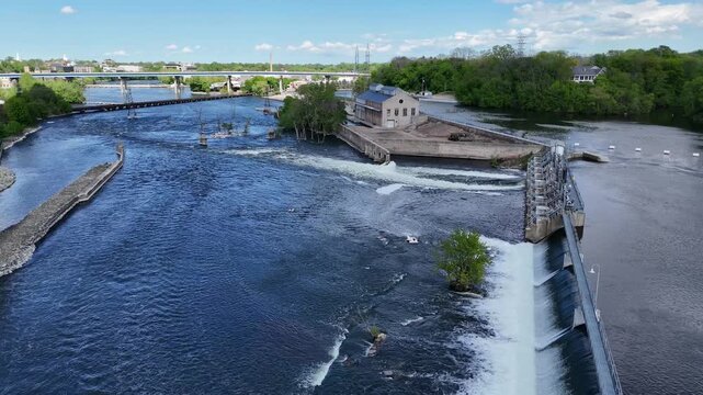 Aerial of Appleton Wisconsin on sunny Summer Day.  Shot on DJI Mini 4 Pro.