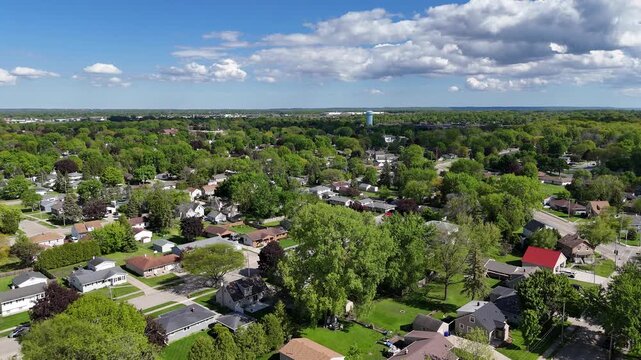 Aerial of Appleton Wisconsin on sunny Summer Day.  Shot on DJI Mini 4 Pro.