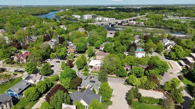 Aerial of Appleton Wisconsin on sunny Summer Day.  Shot on DJI Mini 4 Pro.