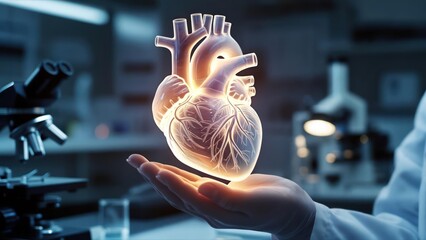 3D heart in scientist's hand (1)