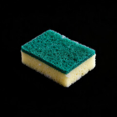 Kitchen Sponge Scrubber on Black Background
