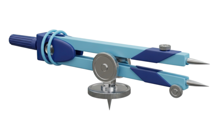 Blue and Light Blue Compass with Silver Metal Parts