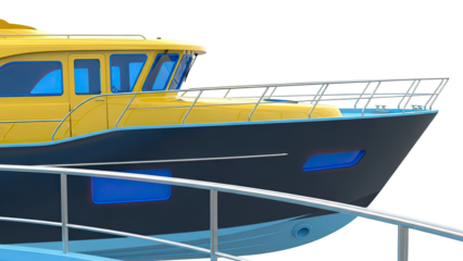 Modern Yellow and Blue Motor Yacht