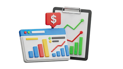 3D Finance and Analytics Concept