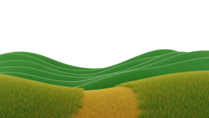 Abstract green hills and golden path