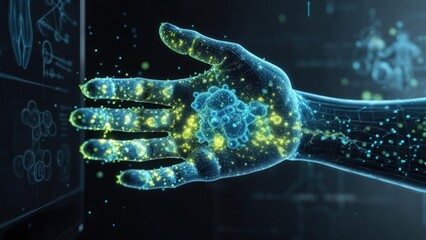 A glowing hand, digital art