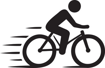 Obraz premium Black Silhouette of a Fast Bicycle Rider Icon isolated PNG with Transparent Background