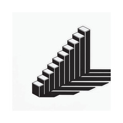 Obraz premium An optical illusion featuring a series of black rectangular blocks creating a staircase effect