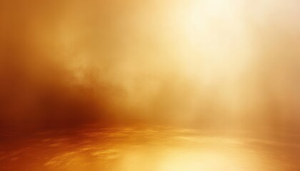 golden mist over calm reflective water with warm glowing light, serene and tranquil atmosphere