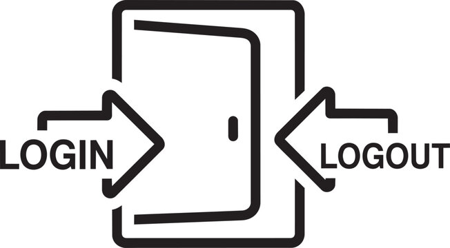 "Login and Logout Icons for Web and Mobile Applications, User Interface Symbols for User Authentication, Sign In and Sign Out Buttons, Digital Access Control, Account Management, Modern Vector Design 